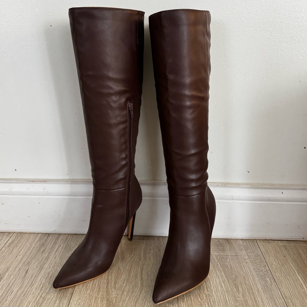 Miss Lola Dark Brown Knee-High Boots